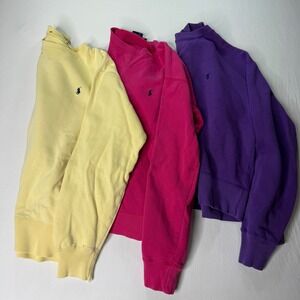Bundle 3 Ralph Lauren Sport Golf Sweatshirt Yellow Pink Purple Cotton Crewneck M